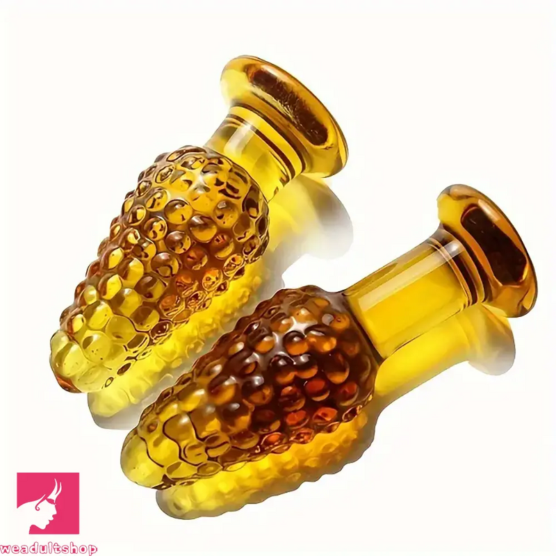 4.1in 4.5in Golden Glass Anal Plug Granular Floating Spiked Mini Dildo