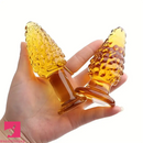 4.1in 4.5in Golden Glass Anal Plug Granular Floating Spiked Mini Dildo