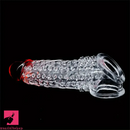 8.46in Clear Anatomy Big Spiked Penis Sleeve Dildo For Enlargement