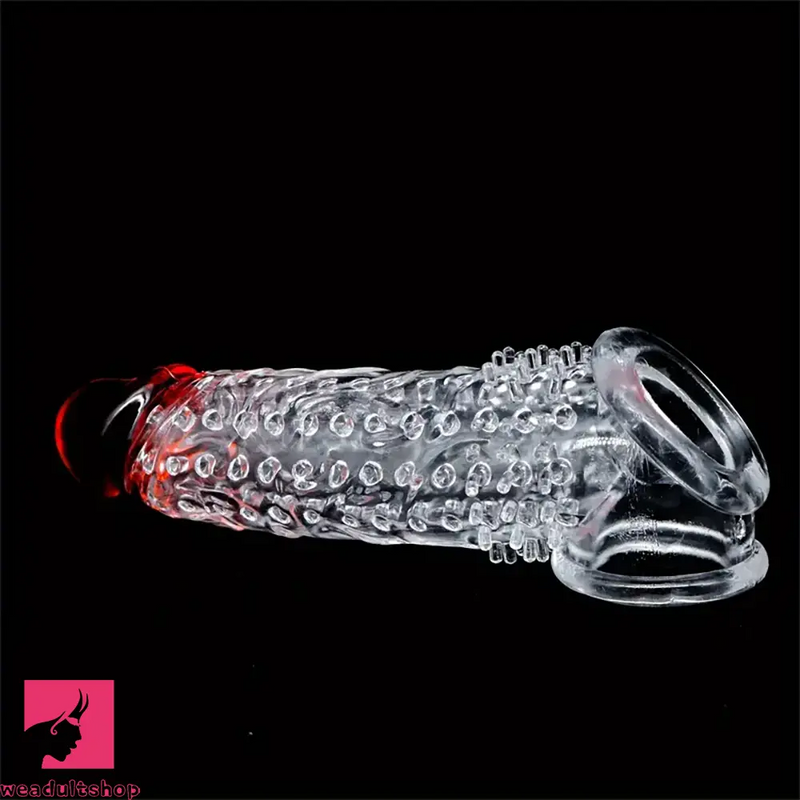 8.46in Clear Anatomy Big Spiked Penis Sleeve Dildo For Enlargement