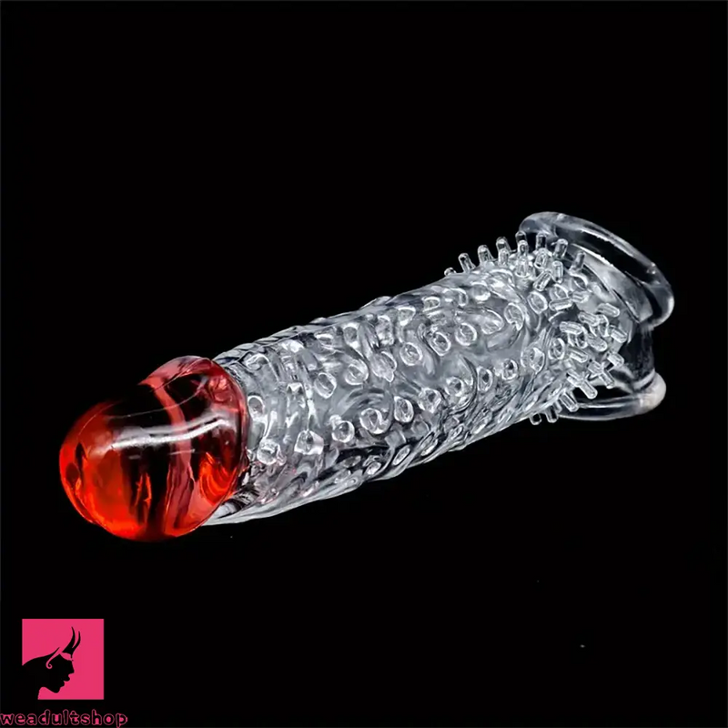 8.46in Clear Anatomy Big Spiked Penis Sleeve Dildo For Enlargement