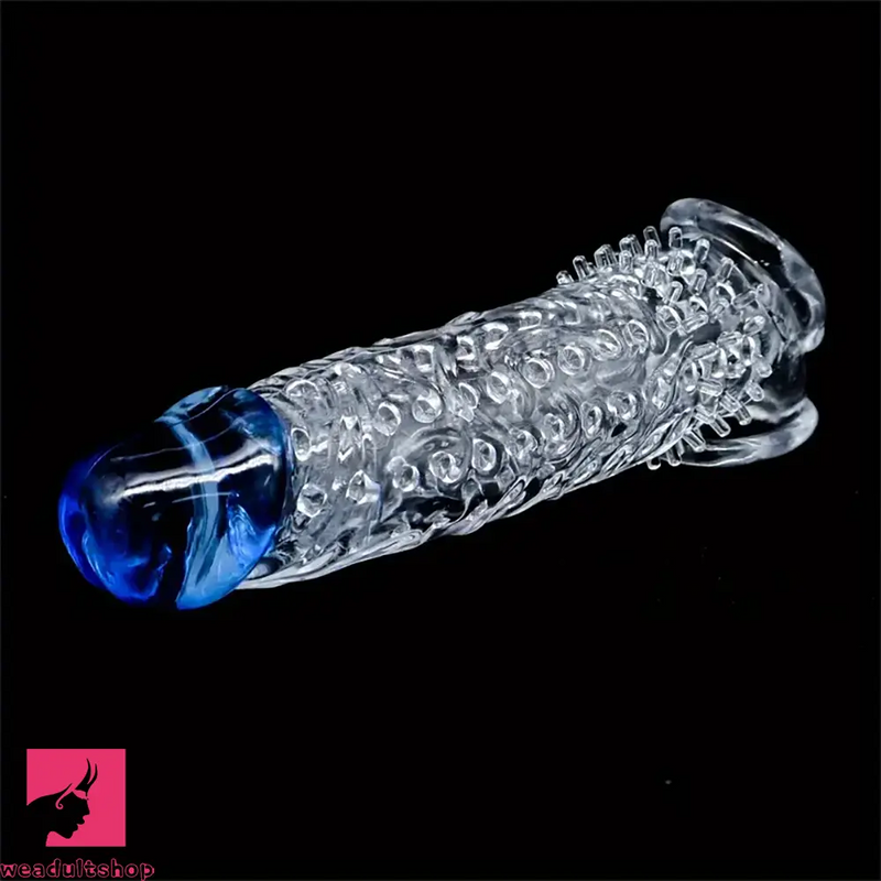 8.46in Clear Anatomy Big Spiked Penis Sleeve Dildo For Enlargement