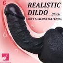 7.48in 9.84in Realistic Ebony Silicone Soft Male Dildo With Veins