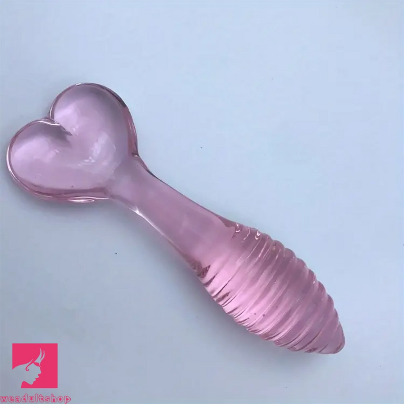 5.11in Glass Spiral Sharp Head Dildo With Heart Base Love Adult Toy