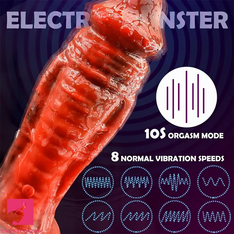 8.7in Vibrating Monster Silicone Spiked Automatic Odd Cock Dildo