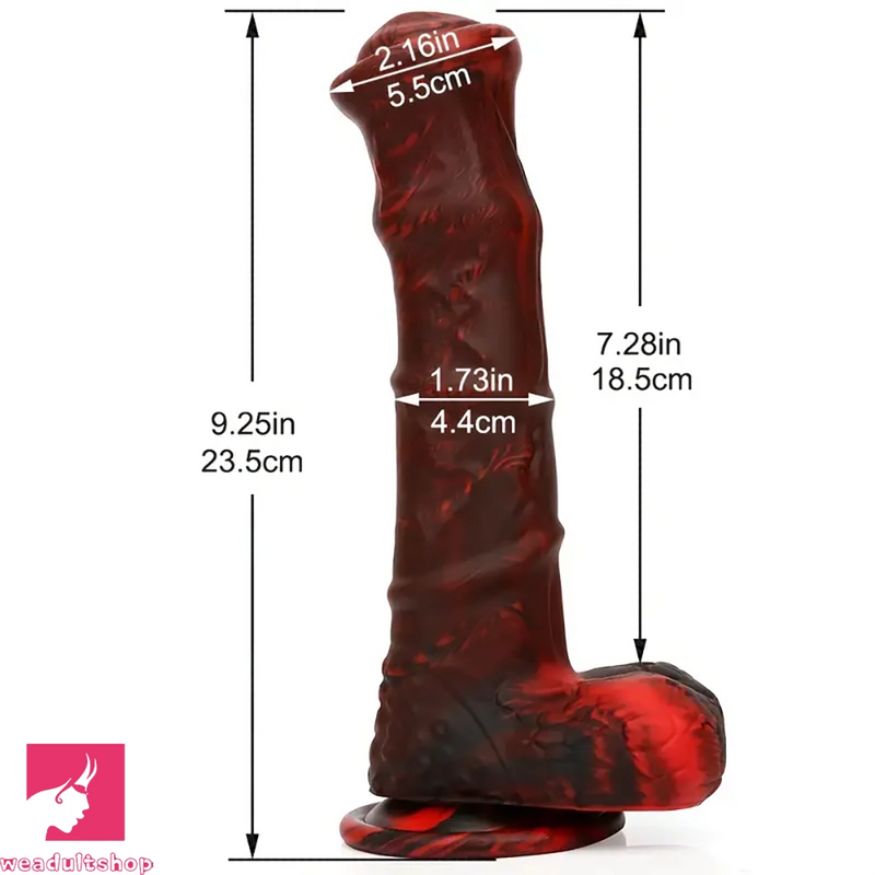 9.25in Realistic Horse Cock Silicone Soft Dildo With Horse Design