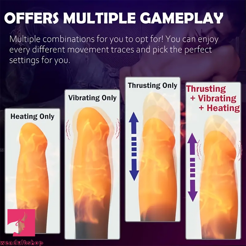 7.3in Thrusting Heating Vibrating Dildo For Clitoral Anal Sex Orgasm