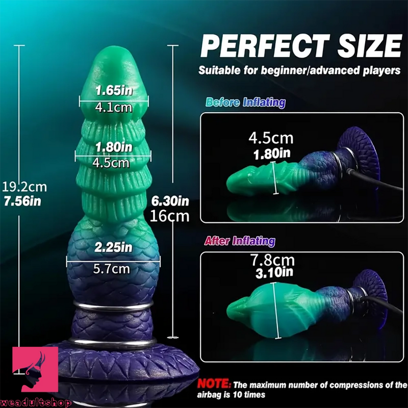 7.56in Silicone Inflatable Fantasy Monster Knots Cock Real Dildo