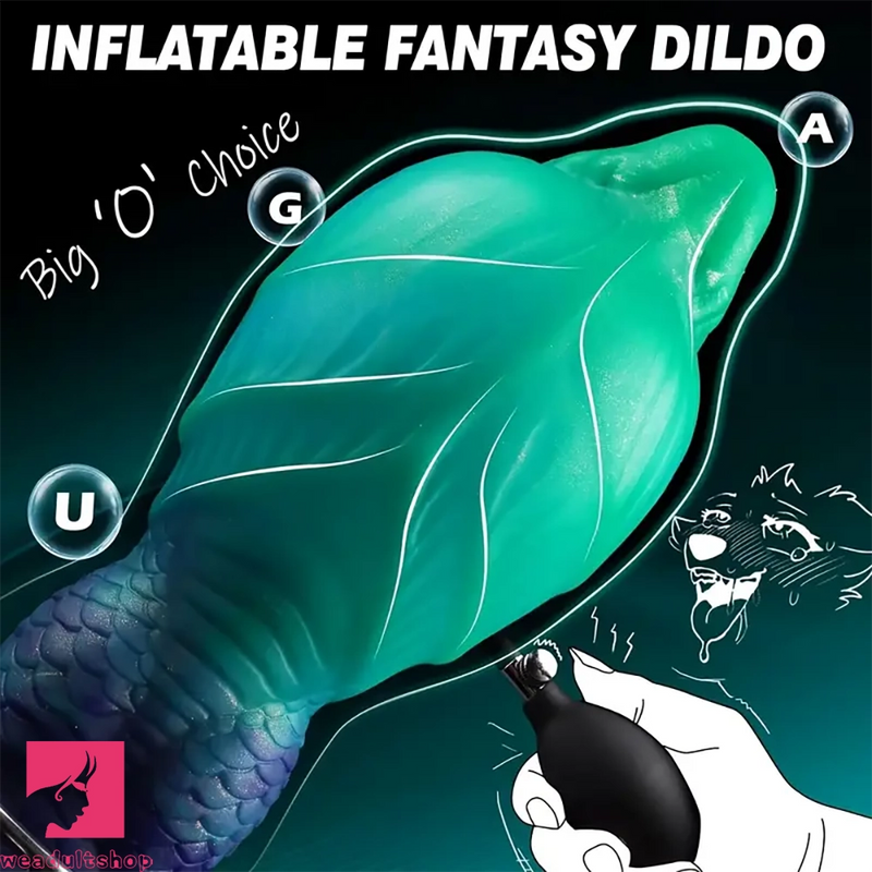 7.56in Silicone Inflatable Fantasy Monster Knots Cock Real Dildo