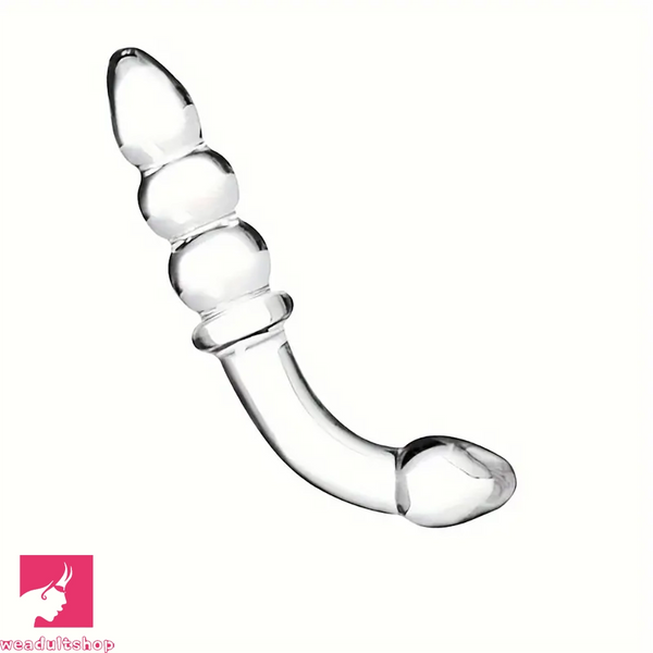 6.89in Double Headed Glass Dildo Enhanced Pleasure With Anal Beads