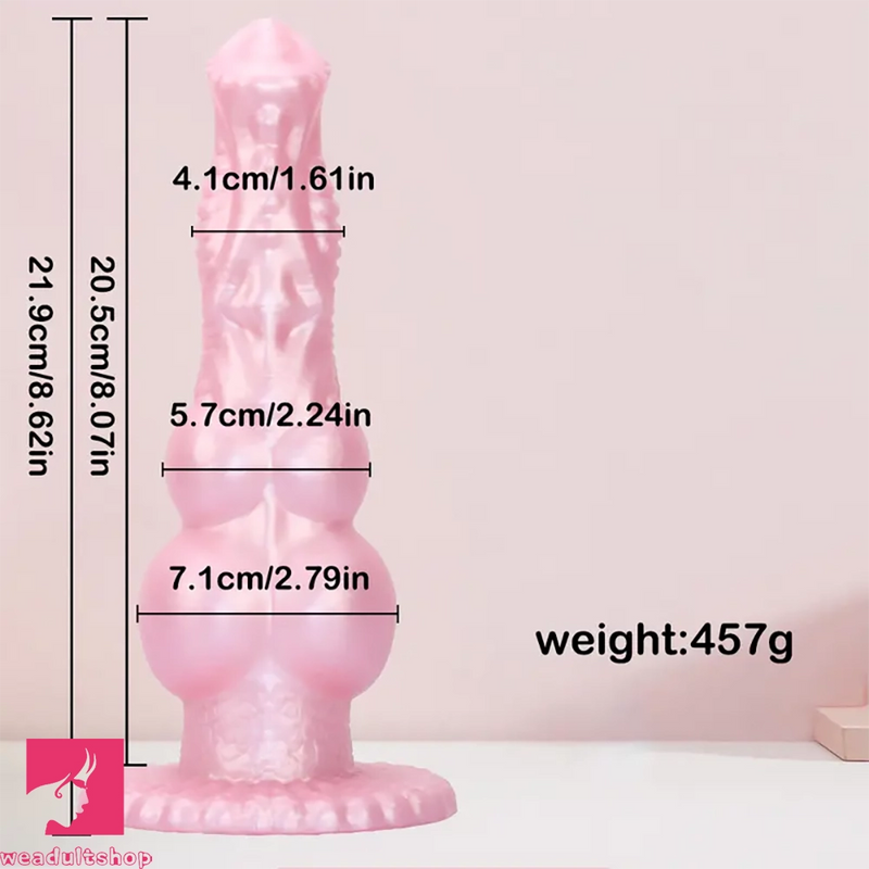 8.62in Realistic Big Dog Cock Knot Design Silicone Soft Dildo