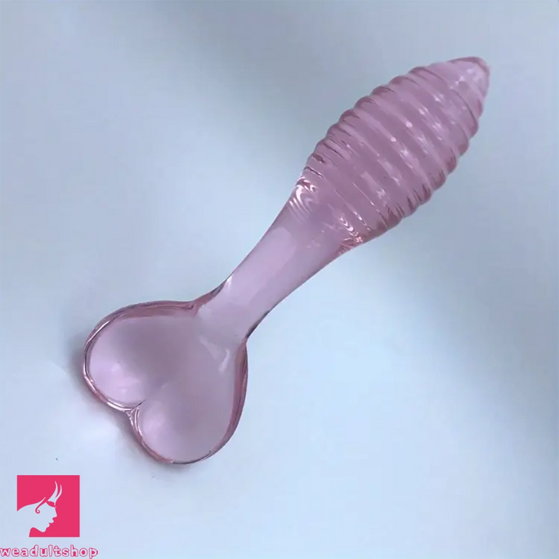 5.11in Glass Spiral Sharp Head Dildo With Heart Base Love Adult Toy