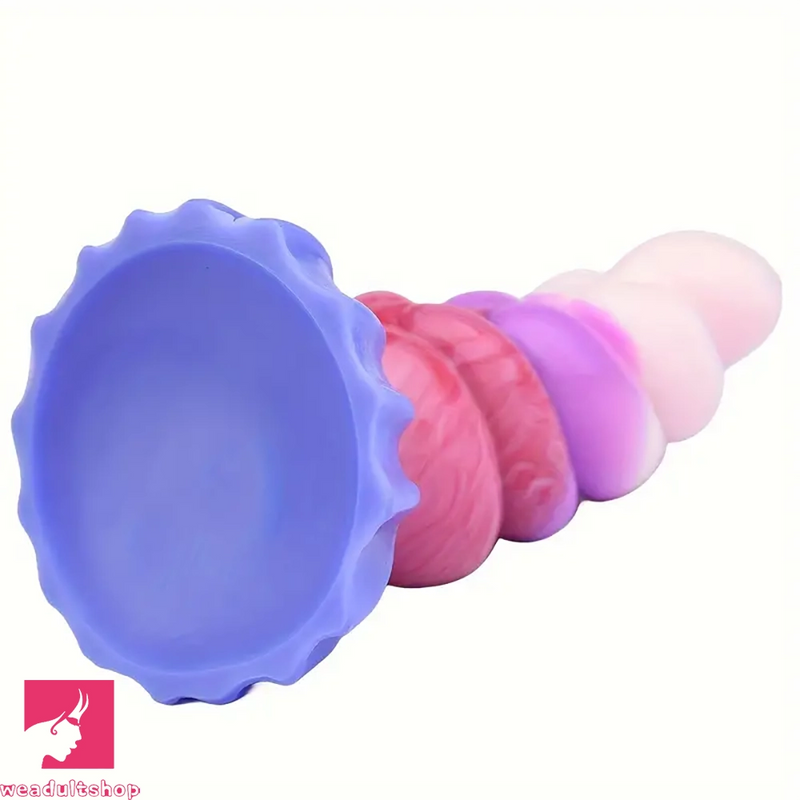 6.69in Fantasy Rainbow Silicone Curved Anal Plug Adult Sex Dildo