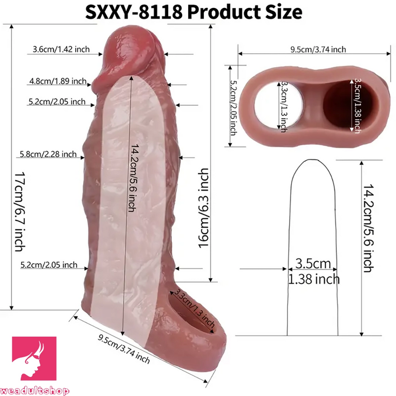 6.7in Realistic Silicone Hollow Cock Dildo Sleeve With Anti-Drop Ring