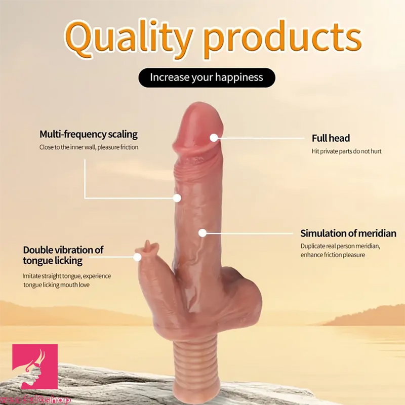 10.6in Automatic Thrusting Vibrating Tongue Lick Real Handle Dildo