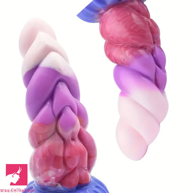 6.69in Fantasy Rainbow Silicone Curved Anal Plug Adult Sex Dildo