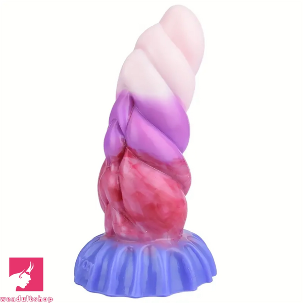 6.69in Fantasy Rainbow Silicone Curved Anal Plug Adult Sex Dildo