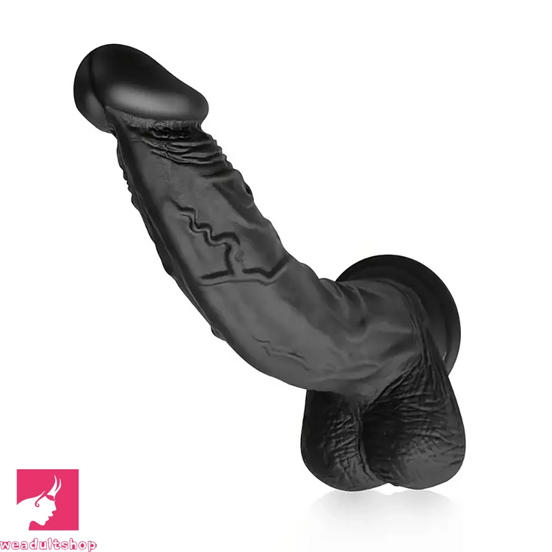 8.86in Black G-Spot Realistic Suction Cup Curved Prostate Anal Dildo