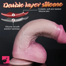 8.66in Curved Upwards Silicone Double Layer Soft Lifelike Cock Dildo