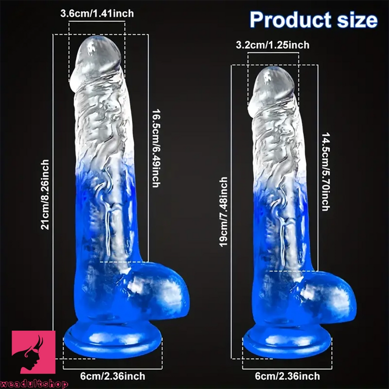 7.48in 8.26in Transparent Realistic PVC Dildo For Women Men Orgasm