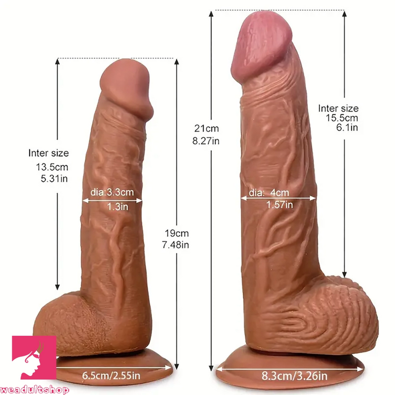 7.48in 8.27in Soft Silicone Lifelike Dildo For Female Sex Masturbation