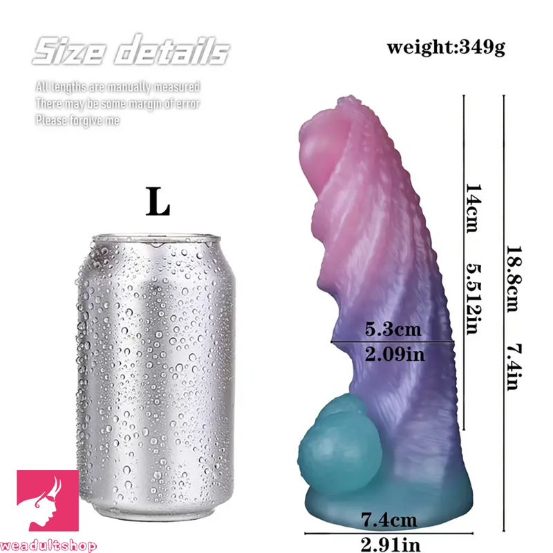 5.51in 7.4in Realistic Silicone G-Spot Monster Cock Odd Dildo With Balls