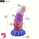 6.69in Fantasy Rainbow Silicone Curved Anal Plug Adult Sex Dildo