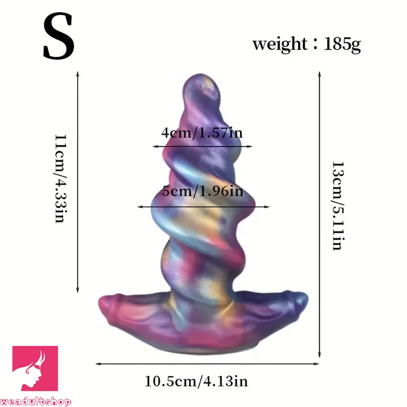 5.11in 6.29in 7.48in Spiral-Shaped Anchored Small Silicone Dildo Toy