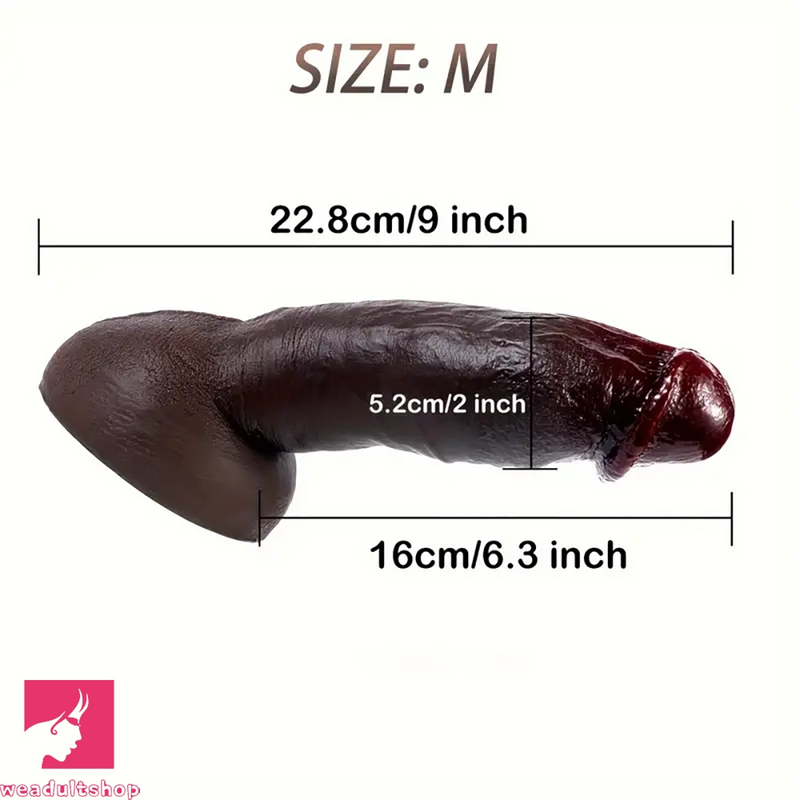 5.9in 6.3in 6.7in Realistic Silicone Ebony Vaginal Dildo For Women Sex