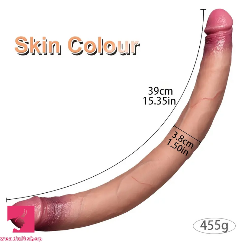 15.35in Extra Long Penis Double Sided Silicone Huge Lifelike Dildo