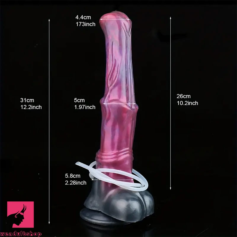 12.2in Silicone Huge Fantasy Purple Horse Squirting Soft Dildo