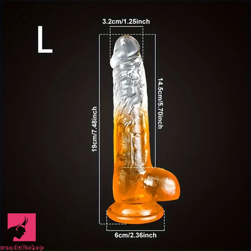 7.48in 8.26in Transparent Realistic PVC Dildo For Women Men Orgasm