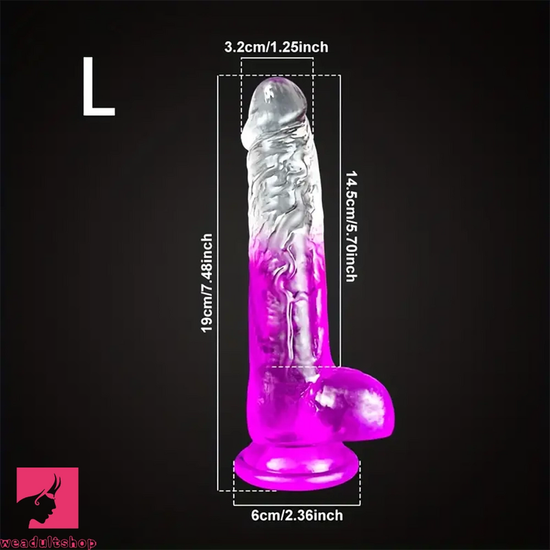 7.48in 8.26in Transparent Realistic PVC Dildo For Women Men Orgasm