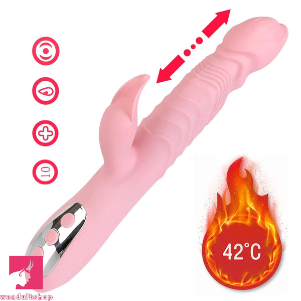 10.24in Thrusting Vibrating Heating Big Dildo With Tongue Licking Toy