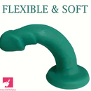 6.49in Soft Silicone Green Curved Shaft Real Dildo For G-Spot Stroker