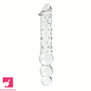 11.81in Glass Clear Big Double Headed Spiked Dildo With Butt Beads