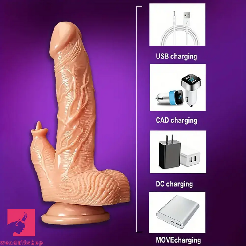 8.11in Vibrating Wireless App Controlled Big Dildo With Licking Tongue