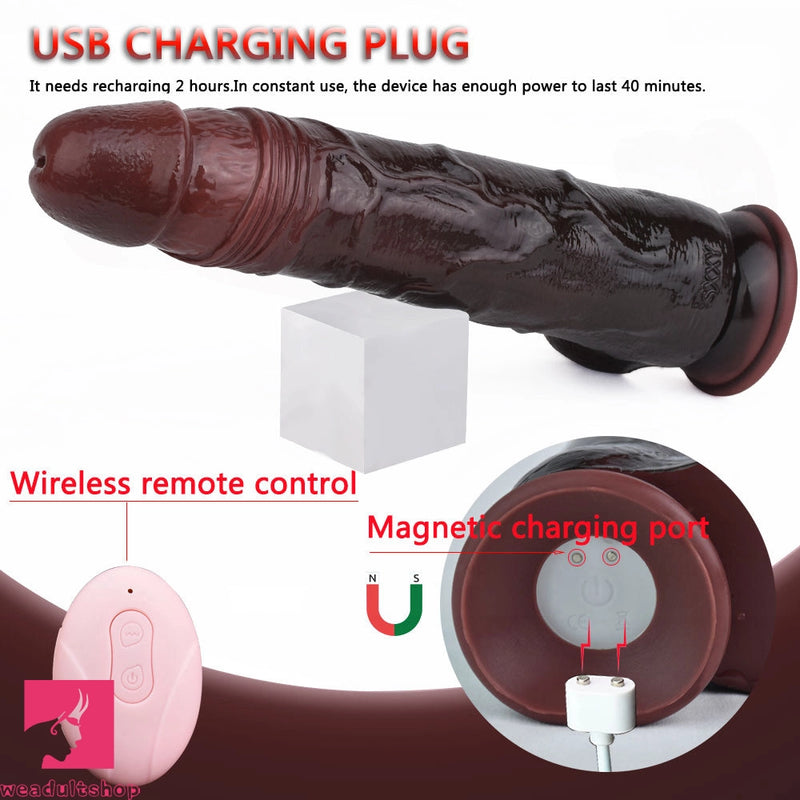 9.45in Thrusting Remote Control Vibrating Automatic Large Soft Dildo