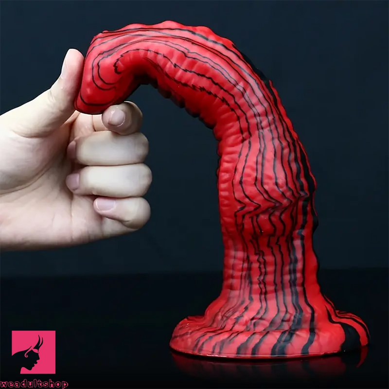 9.05in Silicone Soft Red Black Big Knot Dildo For Prostate Stimulation