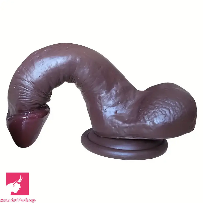 6.69in Ebony Real Dildo Silicone Soft Adult Female Masturbation Toy