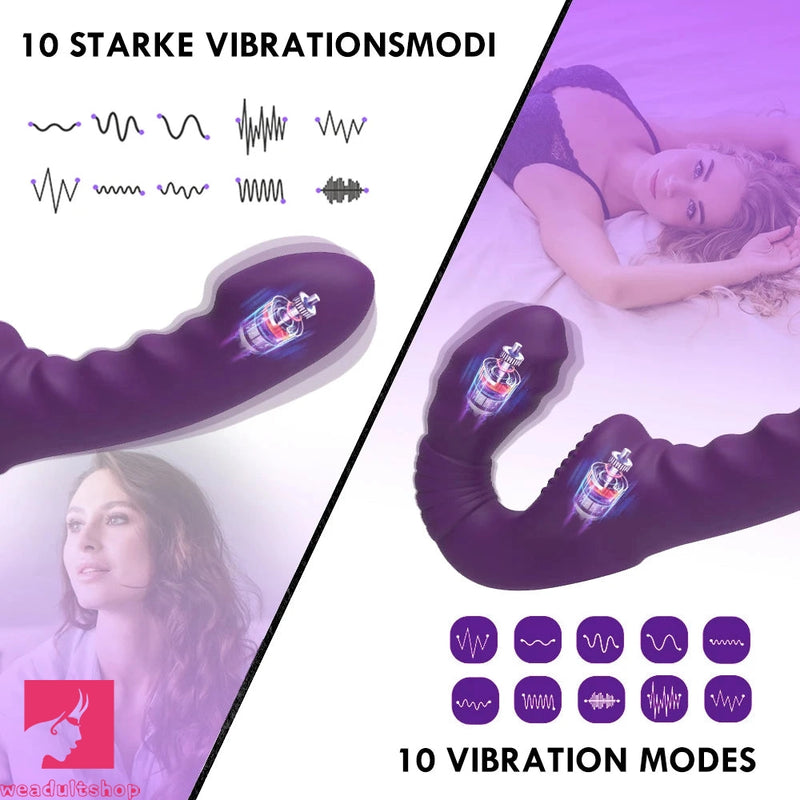 7.09in Strapless Strap On Double End Dildo Remote Control Cock Vibrator