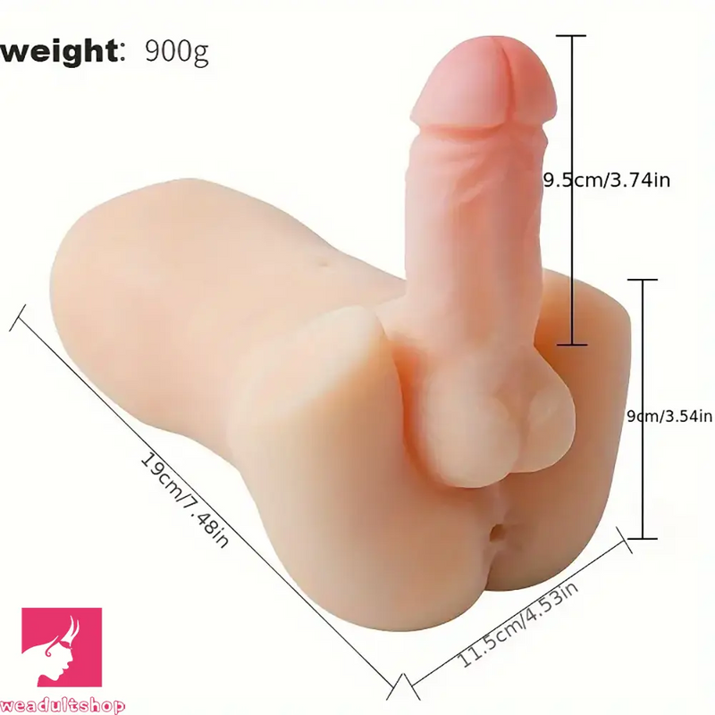 3.74in Mini Soft Real Dildo Half Body Penis Cock Dildo Pocket Pussy