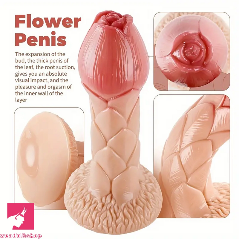 7.87in Realistic Sucker Shaped Flower Bud Dildo For Vagina Fucking