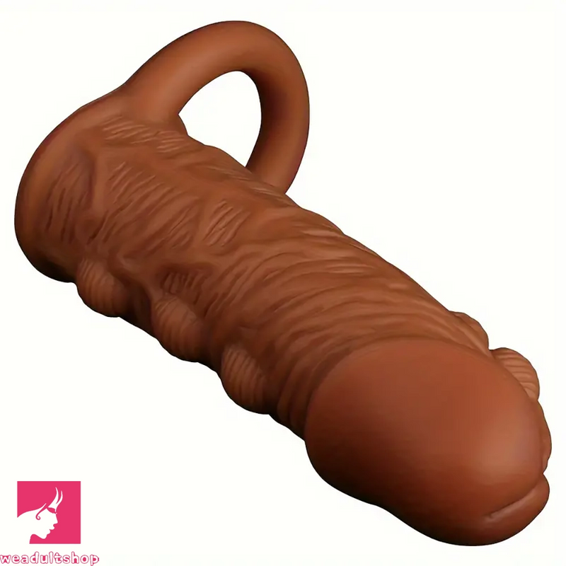 5.91in Silicone Dildo Spiked Cock Sleeve With Double Lock Sperm