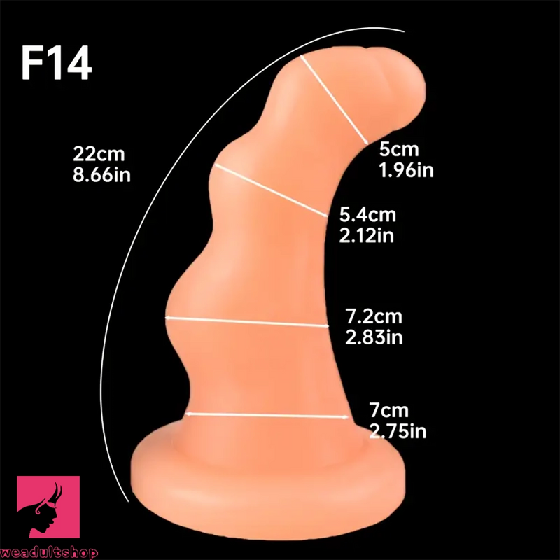 8.26in 8.66in PVC Suction Cup Big Curved G Spot Butt Plug Dildo