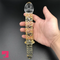 8.7in Golden Pattern Glass Dildo With Handle Sex Toy For Adults