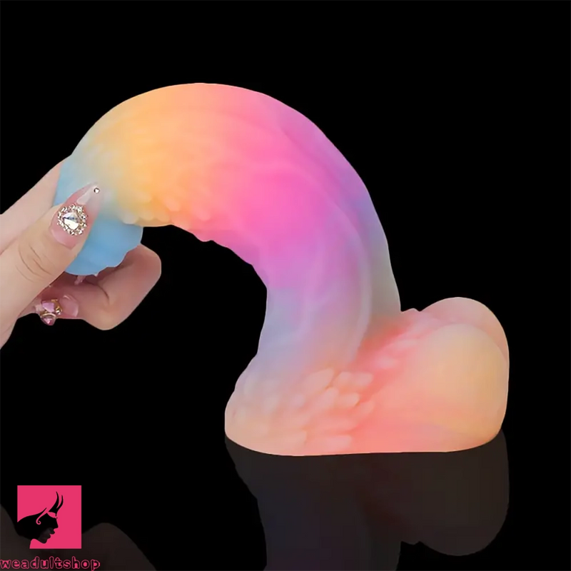 5.82in Liquid Silicone Glow in the Dark Monster Uncut Penis Dildo