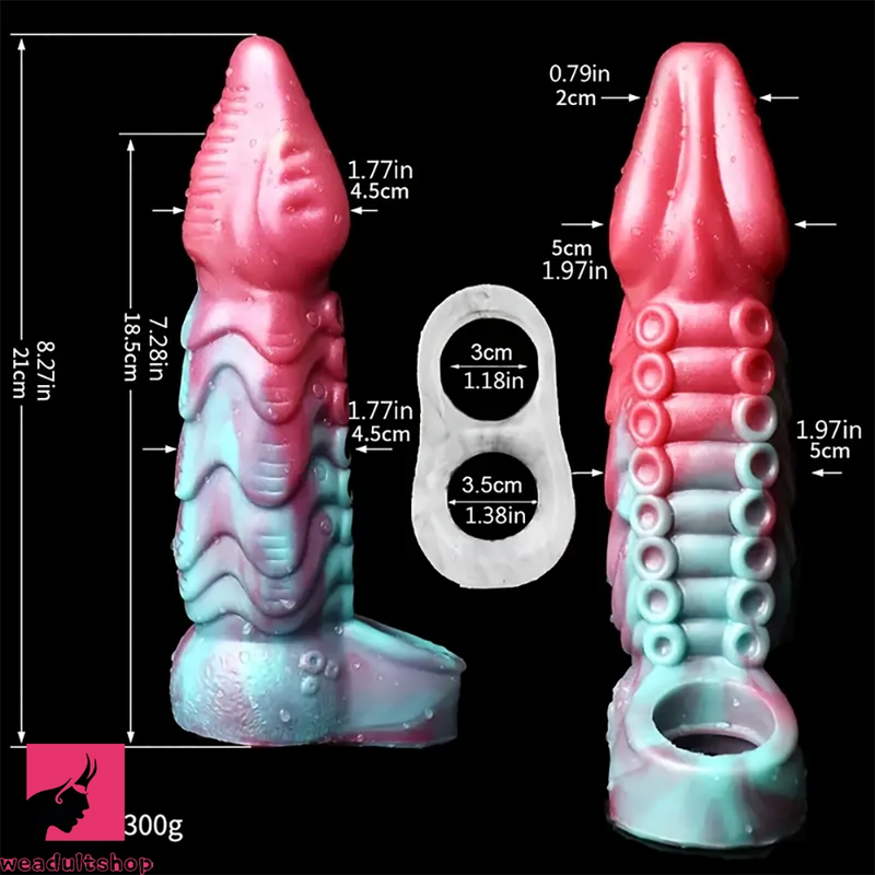 8.27in Octopus Tentacle Soft Silicone Anatomy Sleeve Hollow Dildo