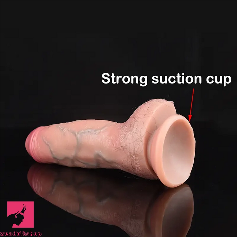 7.68in Lifelike Silicone Soft Blue Veins Female Dildo With Public Hair