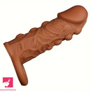 5.91in Silicone Dildo Spiked Cock Sleeve With Double Lock Sperm